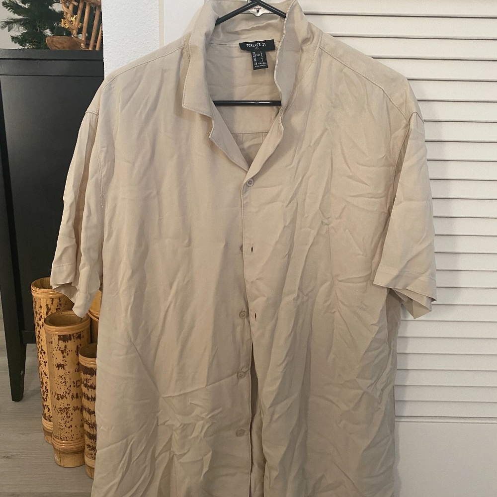 Forever 21 Tan Mens Button Down Tee